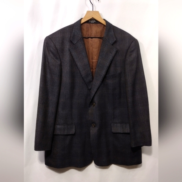 John W Norostrom 100% Cashmere Blazer Mens 46R Brown Office Career Retro 90s Y2K